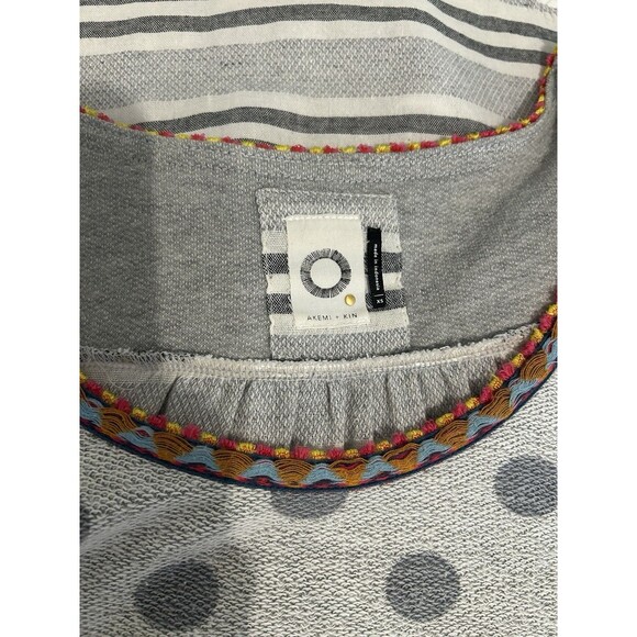 Anthro Akemi + Kim Grey Polka Dot Striped Short Sleeve Size XS - Picture 10 of 12